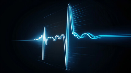 Aufkleber - Glowing blue heartbeat line pulsating on dark background
