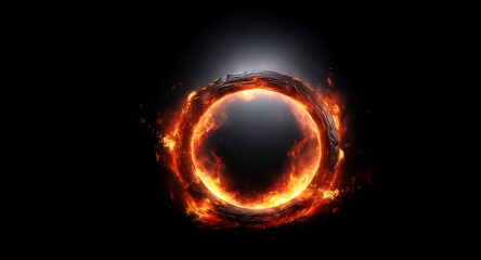 Wall Mural - a fiery ring of bright orange light dominates a dark background, suggesting intense heat and energy.