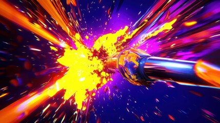 Fototapete - Vibrant explosion of colors in abstract cosmic space showcasing dynamic energy and movement in an artistic representation