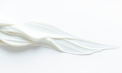 Poster - smooth, flowing cream texture on white background, evoking sense of elegance and simplicity. Perfect for backgrounds or artistic designs