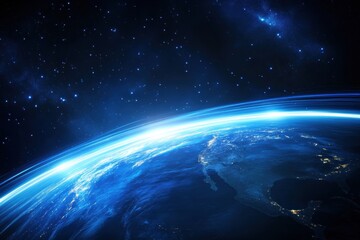 Leinwandbilder - Planet Earth illuminated at night from space showcasing global light connections and communication networks for business and finance