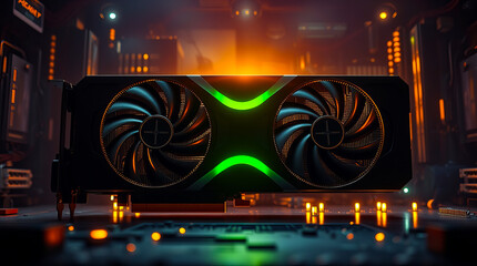 Poster - High Performance Gaming Graphics Card Powerful GPU Technology Advanced Cooling System Futuristic Design Professional Render Digital Art Modern        