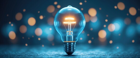 Poster - Bright light bulb on a futuristic technology concept backdrop, idea concept, abstract notion for vision creativity.