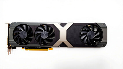 Poster - High Performance Triple Fan Graphics Card Modern Technology Powerful PC Gaming Component Advanced Cooling System Professional Gamer Equipment Black   