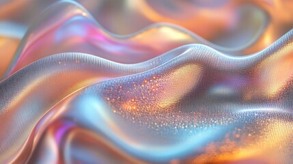Wall Mural - abstract image depicts swirling waves of iridescent shimmering fabric