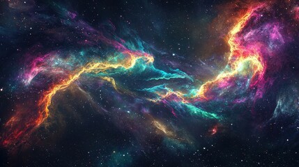 Wall Mural - Colorful Abstract Galaxy with Swirling Cosmic Nebula Clouds
