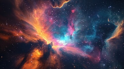 Wall Mural - vibrant cosmic nebula with stars and colorful gas clouds