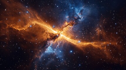 Wall Mural - stunning cosmic nebula with fiery orange and blue highlights