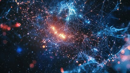 Wall Mural - abstract digital network with colorful connections and dots
