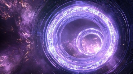 Wall Mural - futuristic cosmic portal with vibrant purple glowing elements