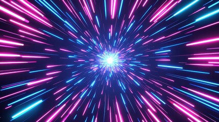 Leinwandbilder - Futuristic cosmic environment dynamic light speed burst abstract visualization