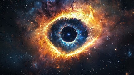 Wall Mural - eye of the universe with fiery patterns and galactic background