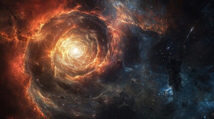 Wall Mural - swirling cosmic nebula with bright star at the center of galaxy