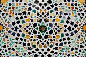 Poster - Mosaic pattern featuring tessellated stars circles and geometric shapes
