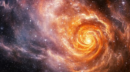 Wall Mural - Majestic Swirling Galaxy with Fiery Colors and Twinkling Stars