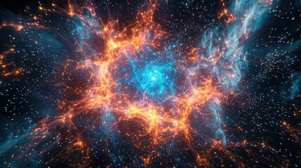 Wall Mural - Stunning Cosmic Nebula with Bright Colors and Starry Background