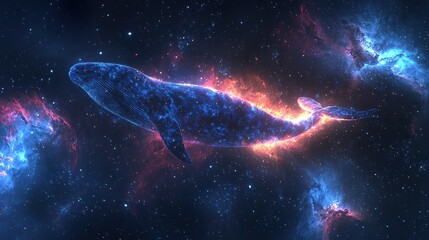 Wall Mural - cosmic whale swimming through colorful nebula in outer space
