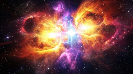 Wall Mural - vibrant cosmic nebula with colorful gas clouds and stellar background