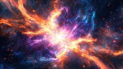 Wall Mural - vibrant abstract cosmic explosion in deep space with colorful nebula