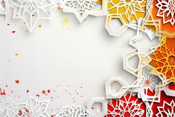Poster - Decorative geometric paper art with intricate details and white space for text overlay