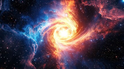 Wall Mural - Vibrant Swirling Galaxy with Energetic Cosmic Elements and Stars