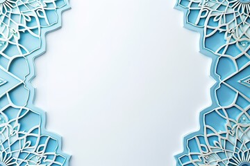 Poster - Intricate blue and white ornamental design on a clean white backdrop symmetrical art