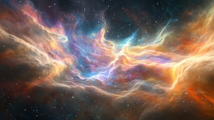 Wall Mural - colorful cosmic nebula with swirling clouds and distant stars