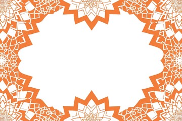 Poster - Geometric Mandala Frame: Orange floral patterns create a decorative border effect