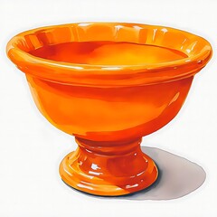 Poster - Vibrant Orange Ceramic Bowl on Pedestal