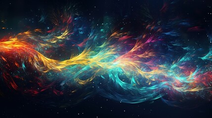 Poster - Colorful Cosmic Energy Stream: A vibrant display of abstract cosmic energy in motion