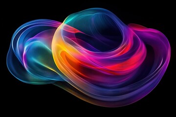 Poster - Abstract Fluid: A captivating dance of vibrant colors intertwining on a dark backdrop