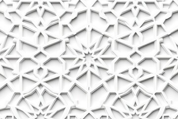 Poster - Geometric white pattern of interlocking shapes creating a textured and elegant design