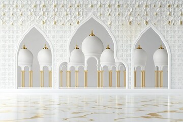 Poster - Elegant white arches and domes accented with gold create a serene architectural space