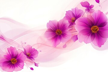 Poster - Elegant arrangement of bright pink flowers in a fluid abstract floral composition