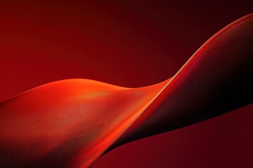Poster - Abstract flowing wave of interwoven lines in vibrant hues of gradient shades of red