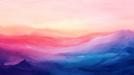 Wall Mural - Abstract painting of colorful mountains blending into the horizon