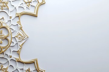 Poster - Elegant white and gold abstract floral design on clean white background ornate