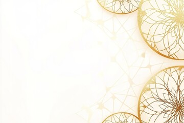 Poster - Elegant gold floral pattern on a soft white background with geometric accents