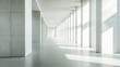 © 路加 石 - Modern concrete hall with glowing windows, embodying simplicity and clean minimalism in architectural design.