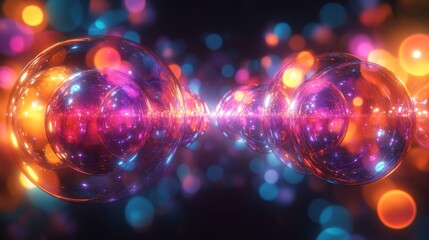 Wall Mural - Reflective orbs with colorful light and vibrant blurry backgrounds create fantasy