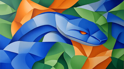 Poster - Abstract blue snake artwork vibrant nature background graphic design colorful environment artistic perspective