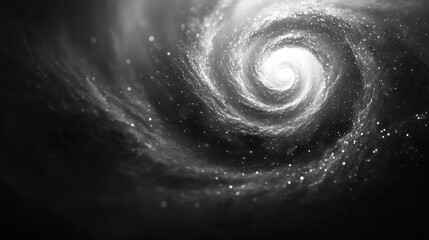 Wall Mural - A spiraling galaxy of white light within the dark cosmos