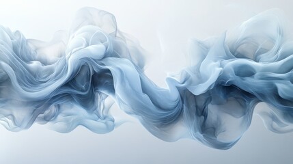 Wall Mural - abstract flowing blue fabric appears to drift across the white background