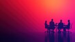 © iLada - Silhouettes of Professionals Engaged in Collaboration Around Conference Table Under Vibrant Gradient Lighting in Modern Office Environment