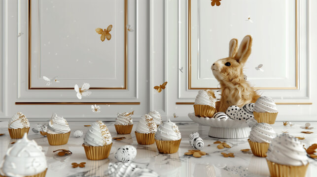 Golden painted card with eggs