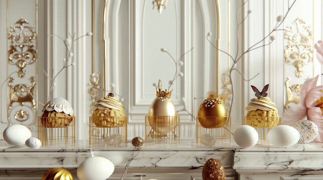 Golden painted card with eggs