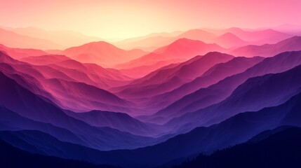 Wall Mural - A layered purple and pink mountain range at sunset