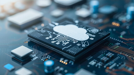 Poster - cloud computing chip: the heart of modern connectivity and data storage, showcasing a cutting-edge c
