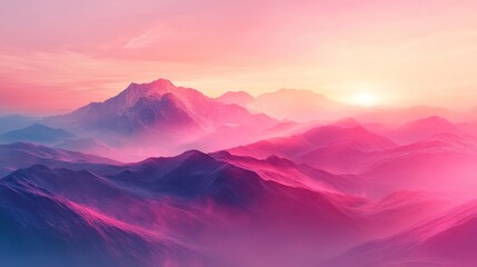 Wall Mural - The glorious landscape displays mountains under a beautiful sunset sky