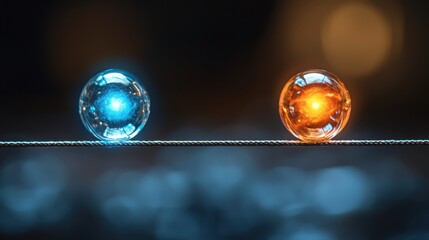 Aufkleber - Three beautiful glass beads on a string capturing light and color with intricate designs and reflection